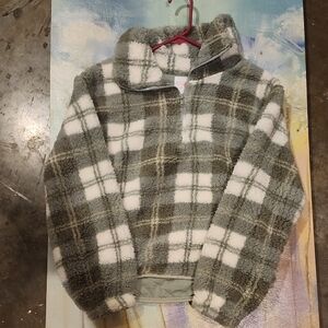 Women's Green Plaid Fleece Pullover
